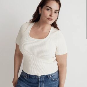 Madewell Ottoman Crop Sweater Tee Off White XS